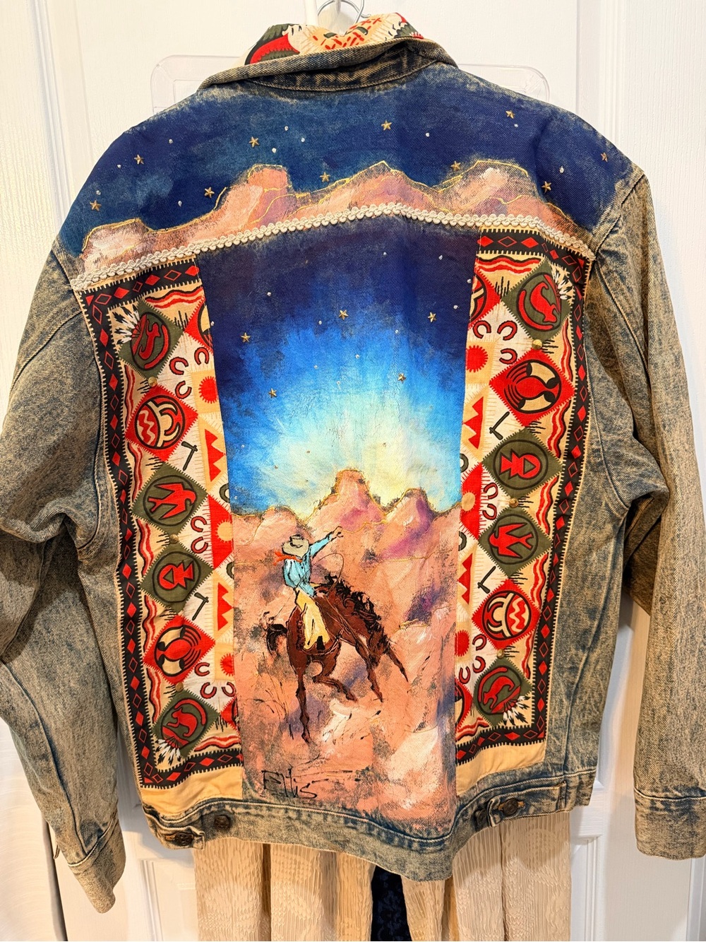 Vintage Hand-Painted Western Denim Jacket (ONLY ONE MADE) size M NWT - Picture 2 of 15